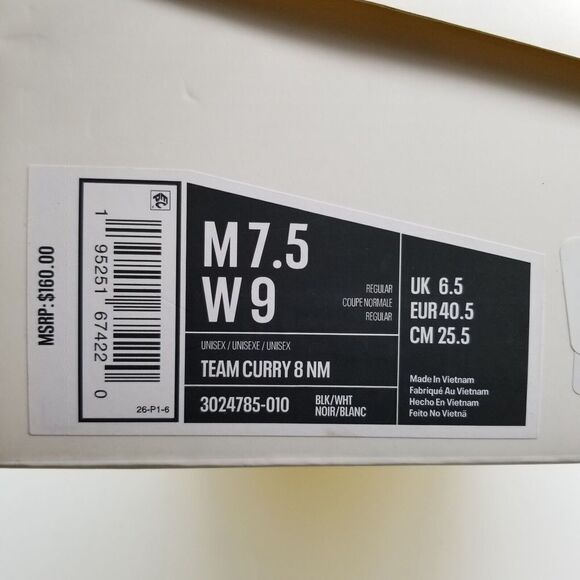 Under Armour Women Curry 8 Team Basketball Shoes Size 10 Black Mid Top - Picture 2 of 7